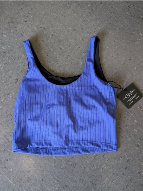 Tops - DYI Ribbed Performance Shelf Tank Blue Medium